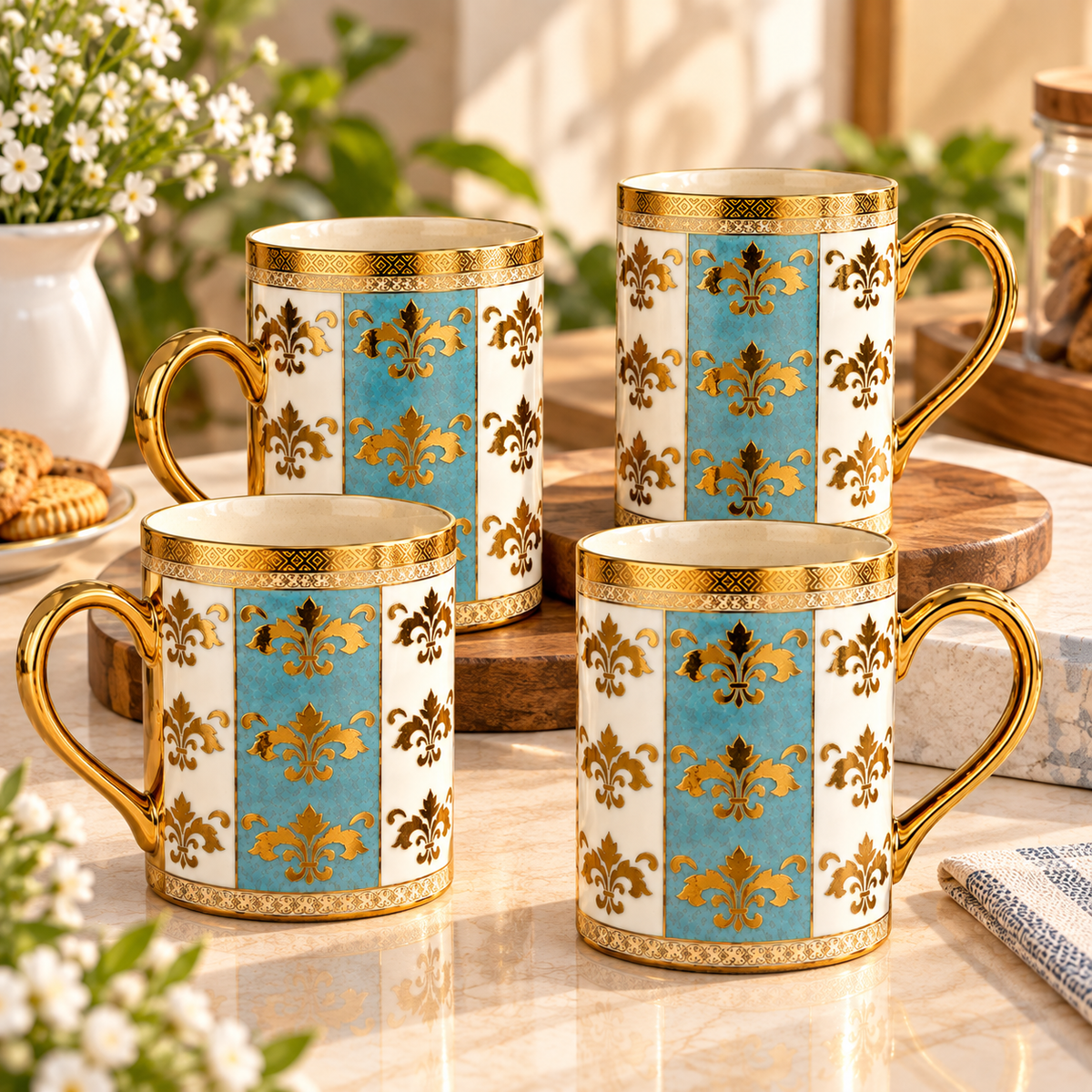 Premium Porcelain Mug with Gold Design