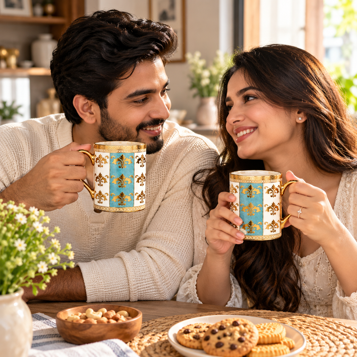 Premium Porcelain Mug with Gold Design