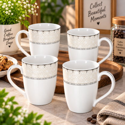 Silver Lace floral porcelain mug styled with tea