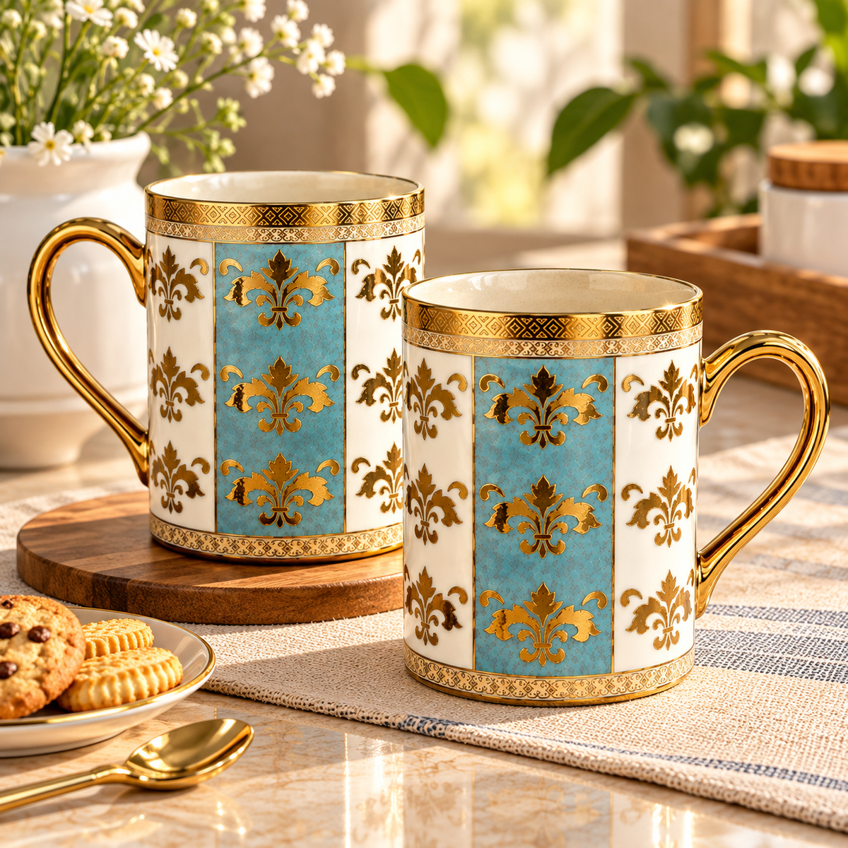 Premium Porcelain Mug with Gold Design