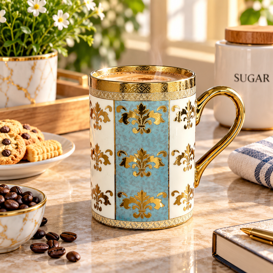 Premium Porcelain Mug with Gold Design