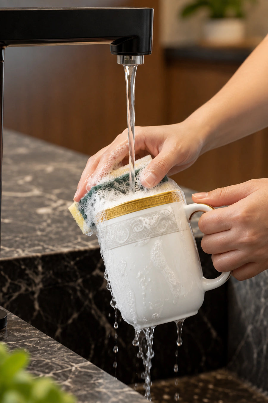 Wash with mild soap and scrub gently