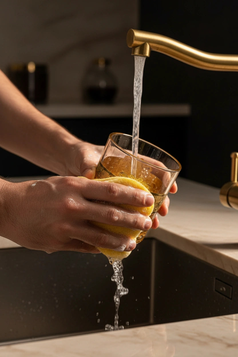 Wash with mild soap and scrub gently