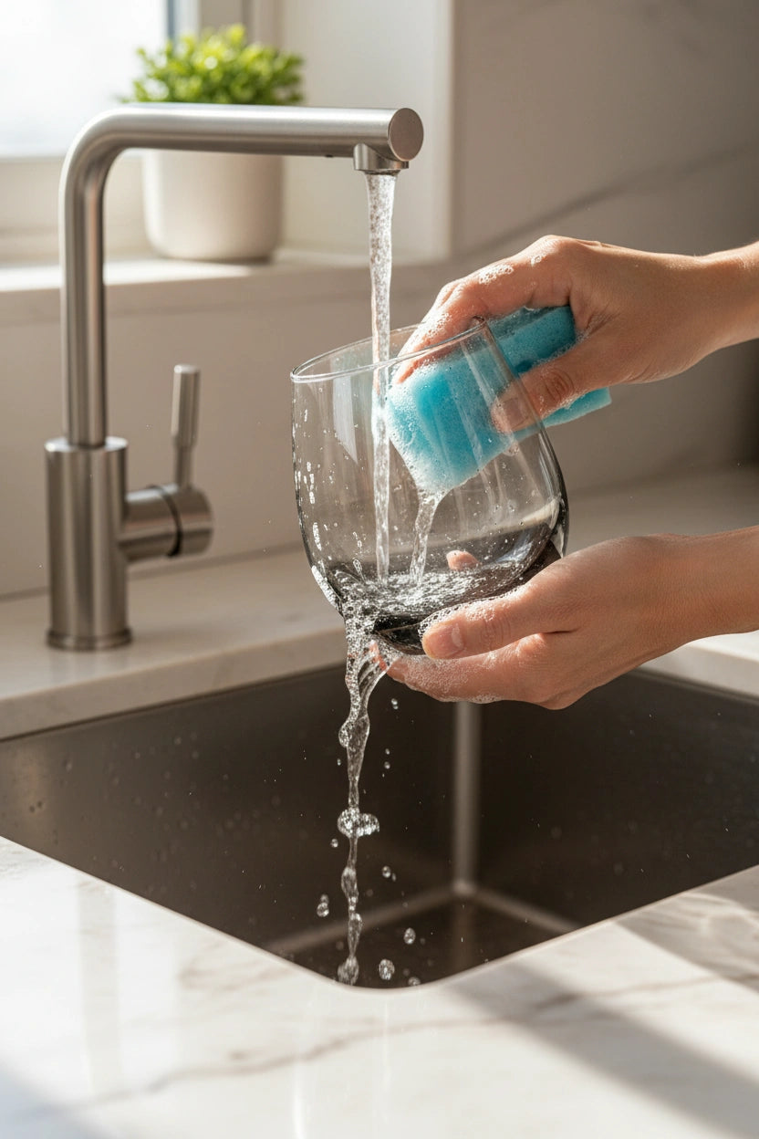 Wash with mild soap and scrub gently
