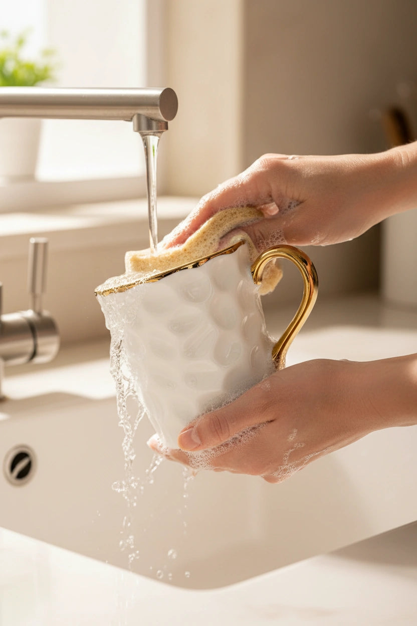 Wash with mild soap and scrub gently