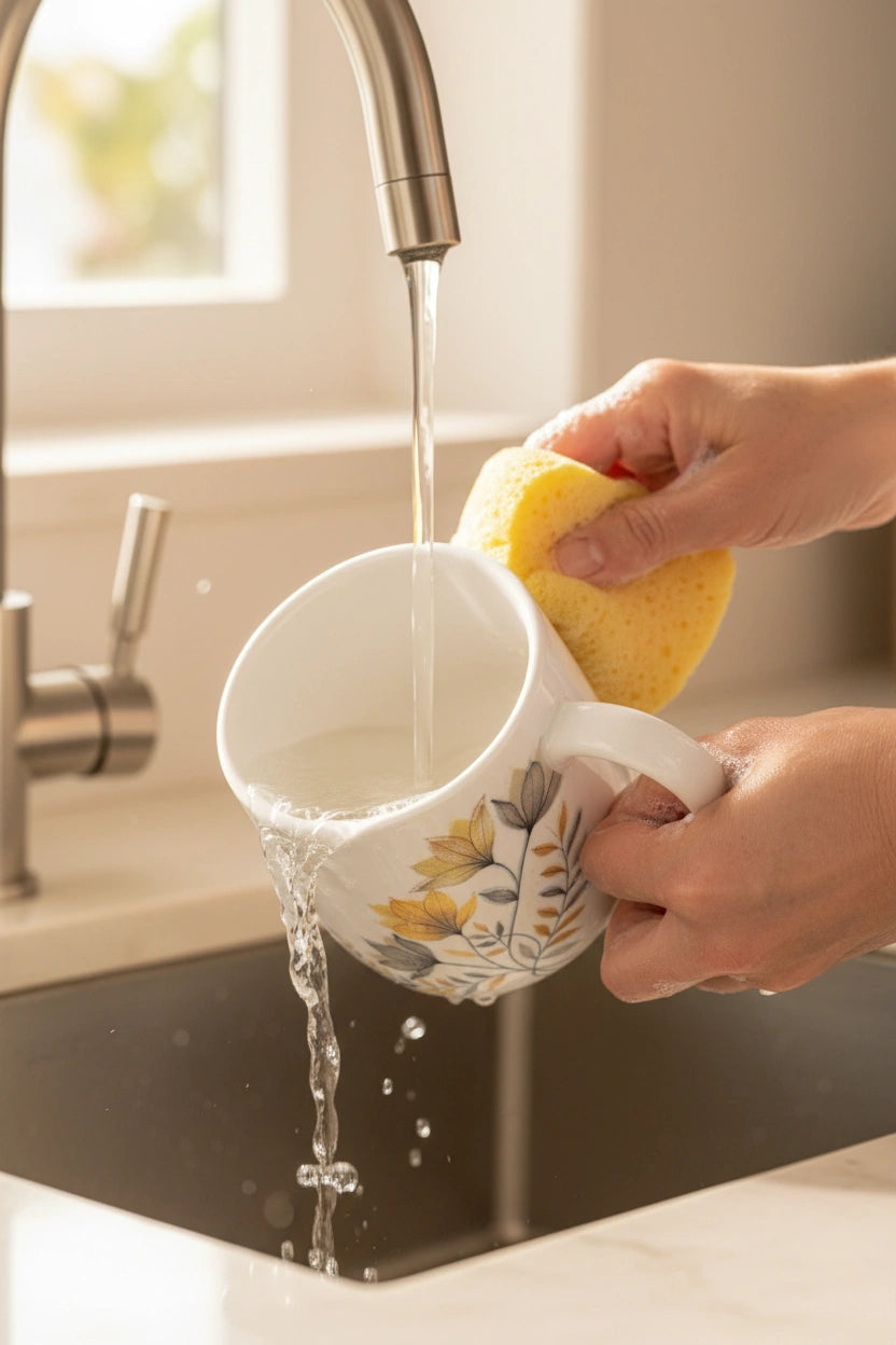 Wash with mild soap and scrub gently