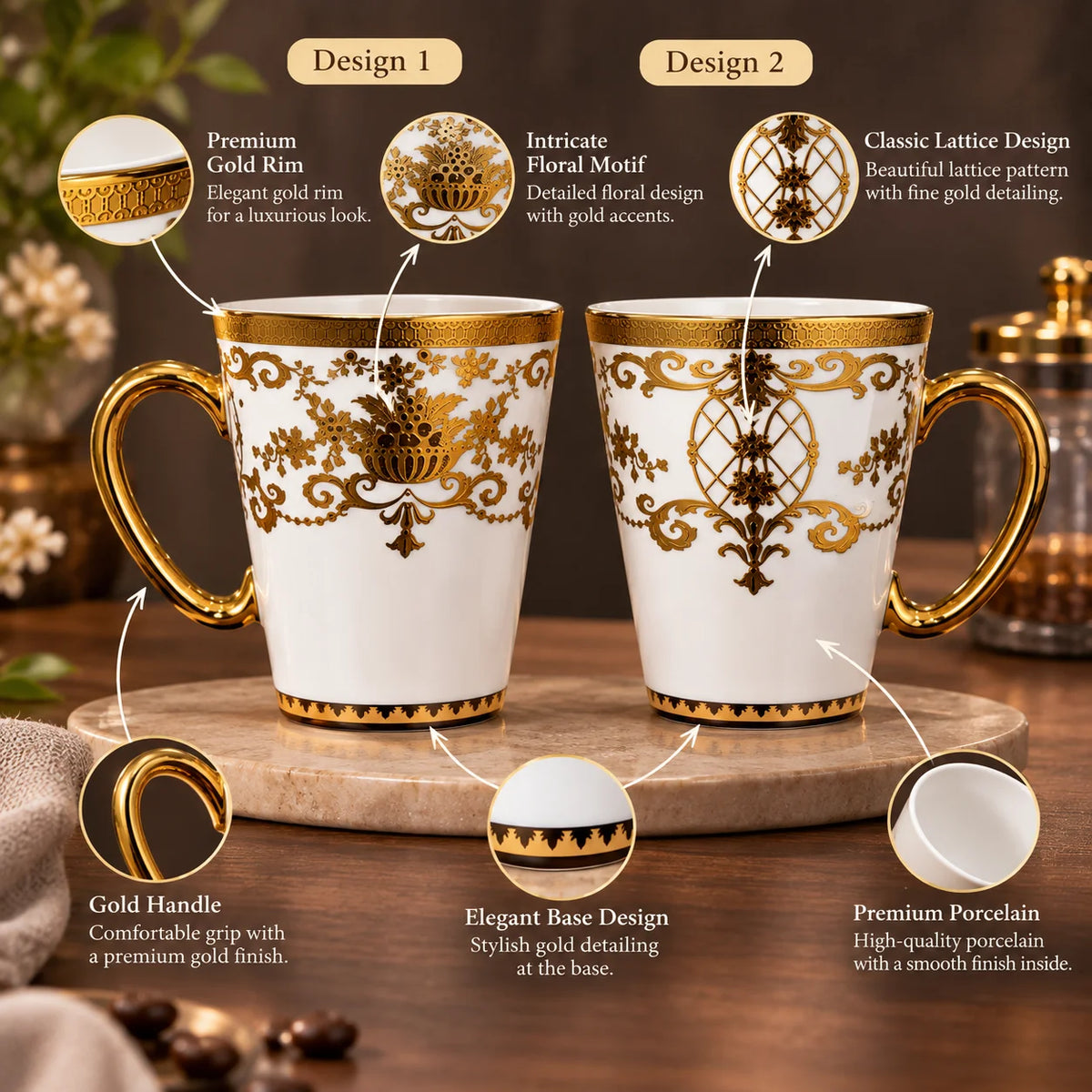 Regal Gold Porcelain Coffee Mug