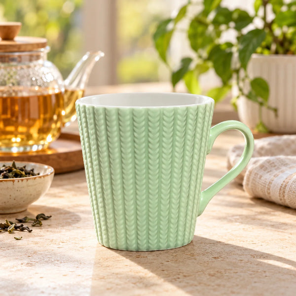 Mint Weave Porcelain Tea & Coffee Cups – Set of 6